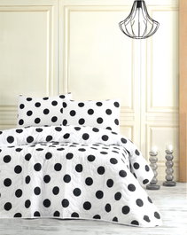 L'essentiel linge de maison Juego Colcha Individual, 160x220 cm, 65% Algodón, 35% Poliéster, Relleno Fibra, Diseño Blanco y Negro